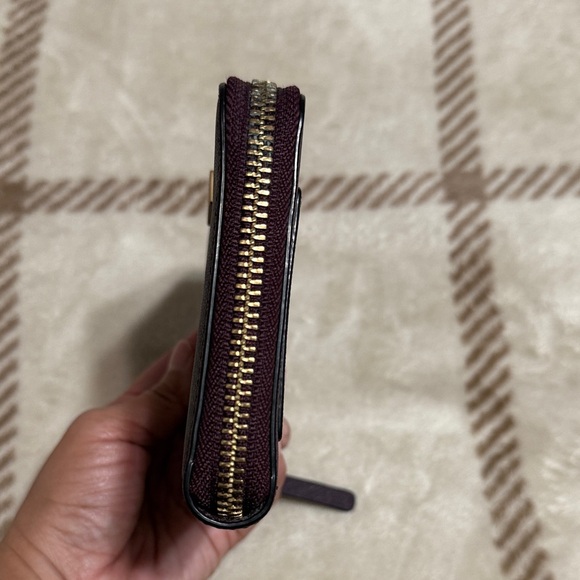 EUC Kate Spade Burgundy Leather Zip Wallet with Gold Accents - Picture 4 of 9